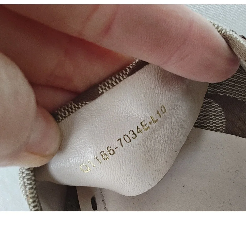Coach Espadrille Wedge Sandals Brown Monogram Canvas Ankle Strap 2000s 39 8.5